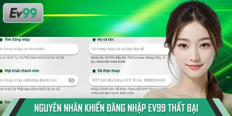 Nguyên nhân quen thuộc khiến hội viên đăng nhập EV99 thất bại